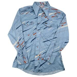 Vintage Wrangler MCM Design Polyester Pearl Snap Shirt